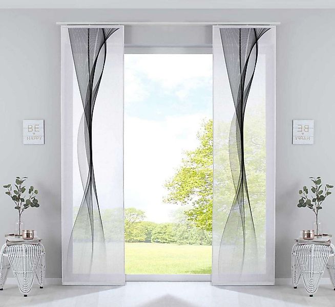 Gardinenbox Schiebegardine (2 St), Klettband, halbtransparent, 2er Set Schi günstig online kaufen