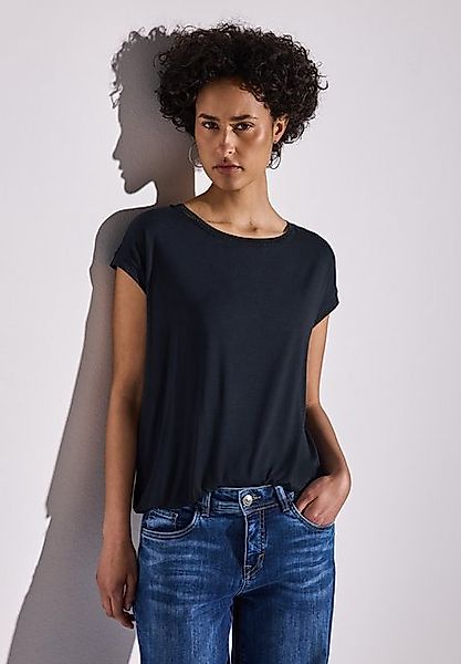 STREET ONE T-Shirt mit Dekortape und elastischem Saum günstig online kaufen