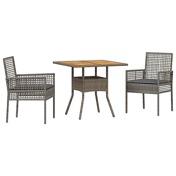 vidaXL Garten Essgruppe 3-Tlg Grau Poly Rattan 3334937 günstig online kaufen
