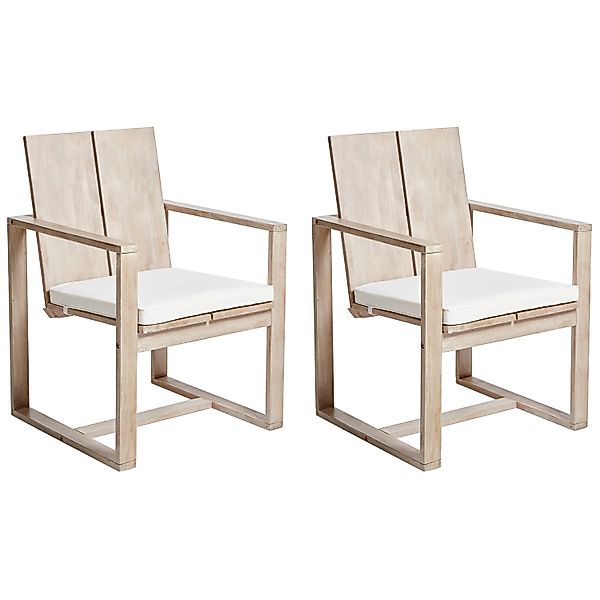 Beliani Gartenstuhl Heller Holzfarbton Weiss 61x63x90 günstig online kaufen