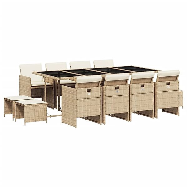 vidaXL 13-tlg Garten-Essgruppe mit Kissen Beige Poly Rattan Modell 19 günstig online kaufen