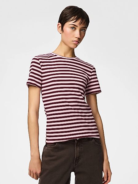 pieces Kurzarmshirt "PCRUKA SS TOP JRS NOOS BC" mit gerippter Struktur günstig online kaufen