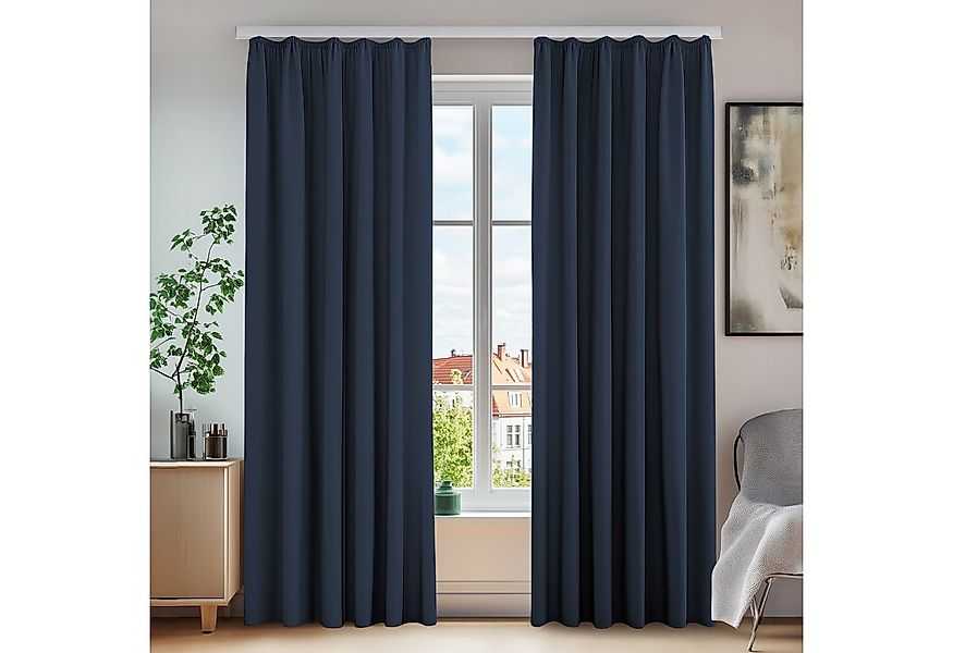 Deconovo Verdunkelungsvorhang Gardinen mit Kräuselband Vorhänge Wohnzimmer günstig online kaufen