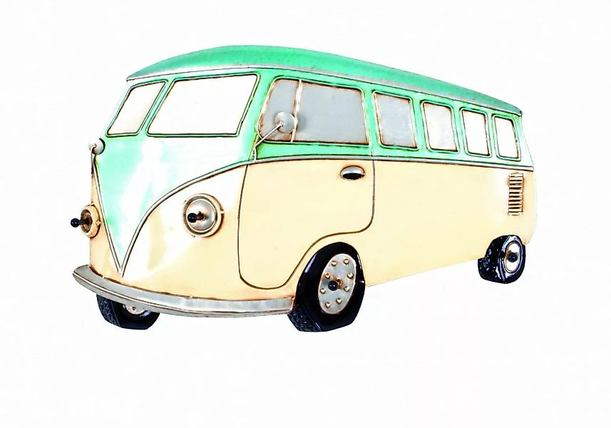 Vintage Retro Wandgarderobe Garderobe Bulli Bus Metall 3D Beige grün günstig online kaufen