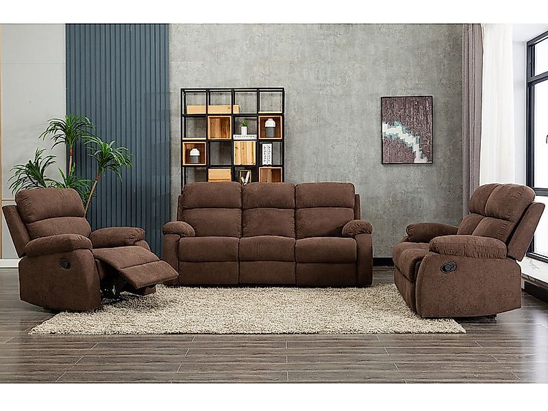 Relaxsofa 3-Sitzer - Stoff - Braun - TOLZANO günstig online kaufen