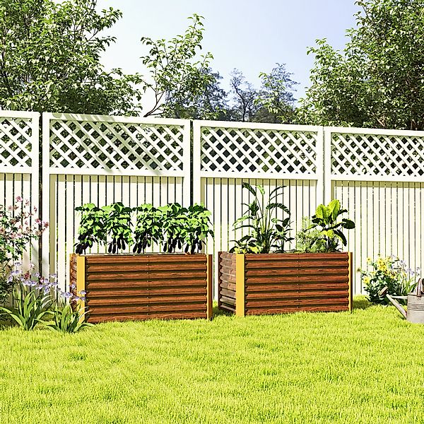 Outsunny 2er-Set Hochbeet Blumenhochbeet witterungsbeständig, Pflanzbeet Fr günstig online kaufen