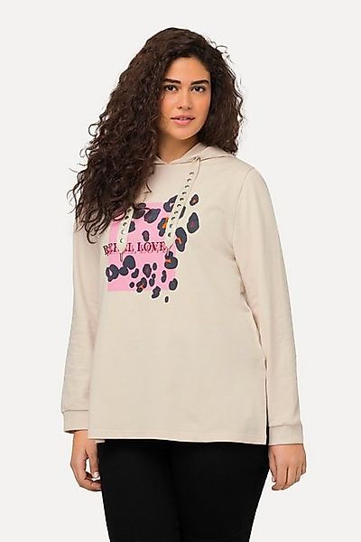 Ulla Popken Sweatshirt Hoodie Animalmuster Ziernieten Langarm günstig online kaufen