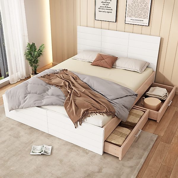 Flieks Massivholzbett, Doppelbett 140×200cm mit 2 günstig online kaufen