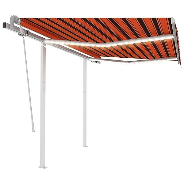 vidaXL Markise Manuell Einziehbar mit LED 3x2,5 m Orange und Braun 3069905 günstig online kaufen