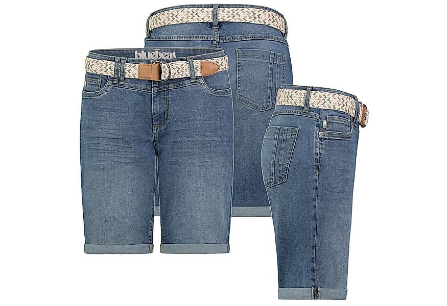 SUBLEVEL Bermudas Jeansbermudas Damen Jeans Shorts kurze Hose mit buntem Gü günstig online kaufen