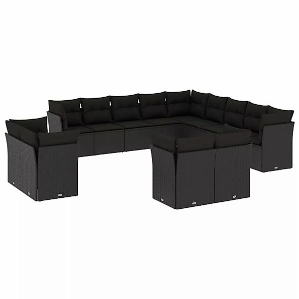 vidaXL 13-tlg Garten-Sofagarnitur mit Kissen Schwarz Poly Rattan Modell 30 günstig online kaufen