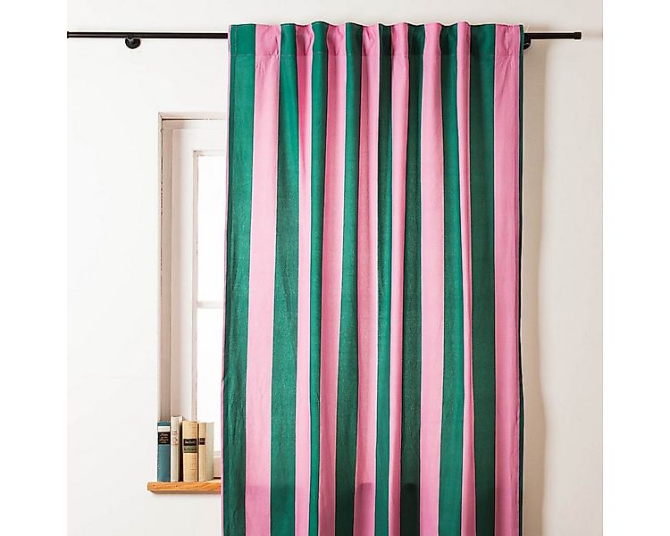 SCHÖNER LEBEN. Vorhang Vorhang Smok-Schlaufe Streifen dunkelgrün pink 245cm günstig online kaufen