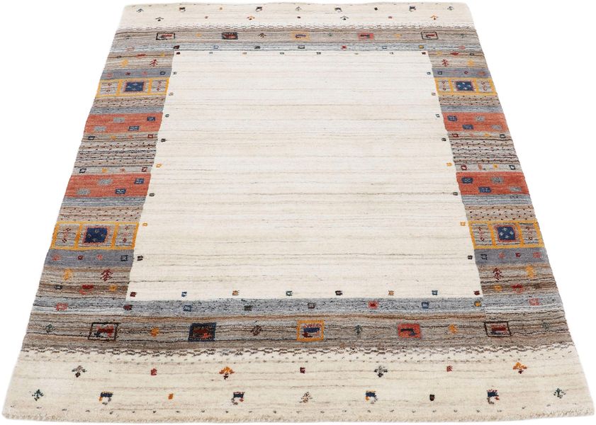 carpetfine Wollteppich "Gabbeh Vida" rechteckig 15 mm Höhe reine Wolle, wei günstig online kaufen