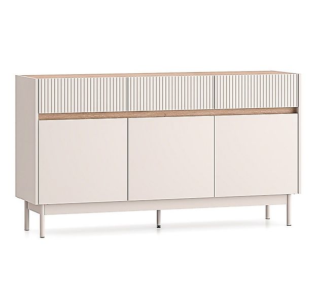 Lomadox Sideboard DINAR-131, kaschmir matt Eiche-Dekor 154 cm breit Metallf günstig online kaufen