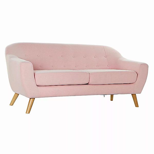 Dreisitzer-sofa Dkd Home Decor Polyester Kautschukholz Hellrosa (172 X 80 X günstig online kaufen