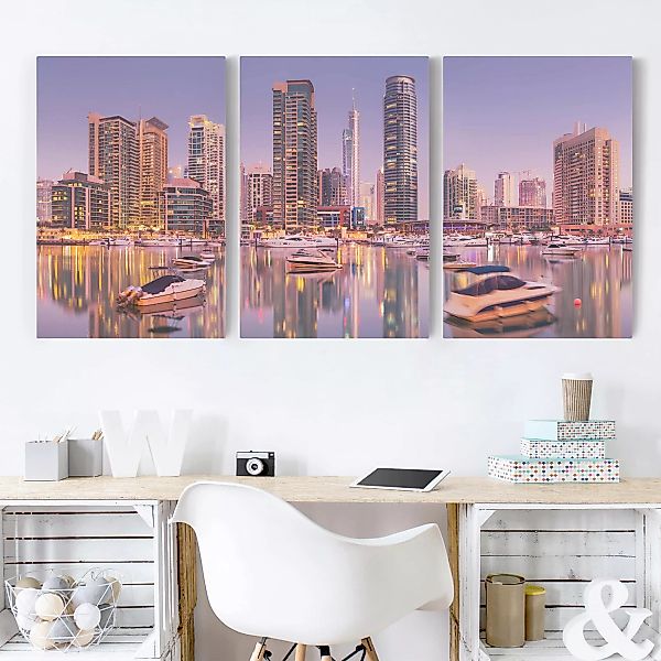 3-teiliges Leinwandbild Architektur & Skyline - Querformat Dubai Skyline un günstig online kaufen