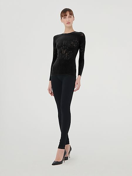 Wolford - Zebra Net Top Long Sleeves, Frau, black, Größe: M günstig online kaufen