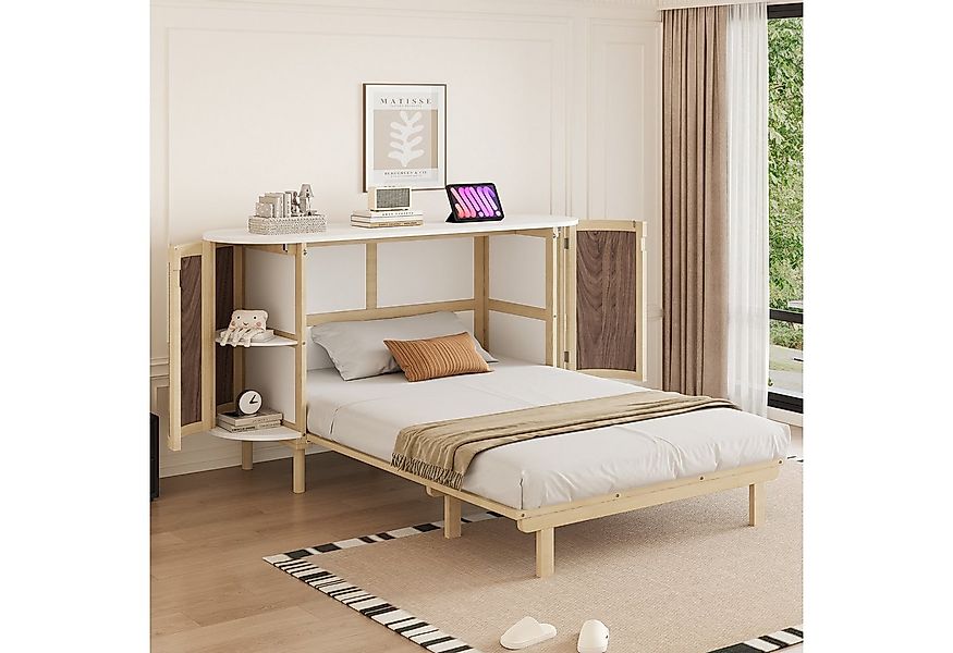 Merax Schrankbett 140×200cm mit Lattenrost & Stauraum (1-St) Vertikales Wan günstig online kaufen