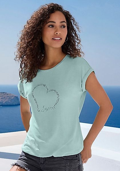 LASCANA Kurzarmshirt mit Lascana Herz Print aus weichem Viskose-Stretch günstig online kaufen