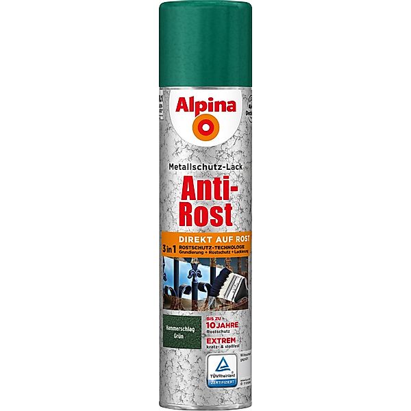 Alpina Metallschutz-Lack Anti-Rost Spray Grün Hammerschlag 400 ml günstig online kaufen