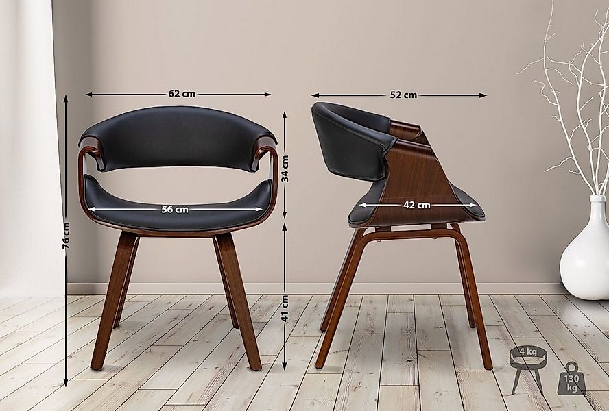 CLP Esszimmerstuhl Foley, Stoff oder Kunstlederbezug mit Holzgestell günstig online kaufen