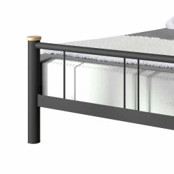 Jugendbett in Schwarz Metall Eiche Massivholz günstig online kaufen