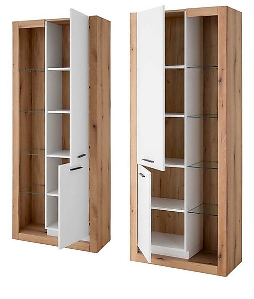 Furn.Design Stauraumvitrine Rivian (set mit 2x Vitrine, Evoke Eiche und wei günstig online kaufen