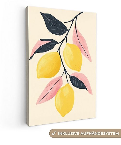 OneMillionCanvasses® Leinwandbild Zitronen - Leuchtend gelb - Zweig - Blätt günstig online kaufen