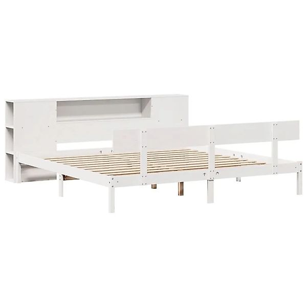 vidaXL Massivholzbett mit Regal ohne Matratze Weiß 200x200 cm Kiefer 332178 günstig online kaufen