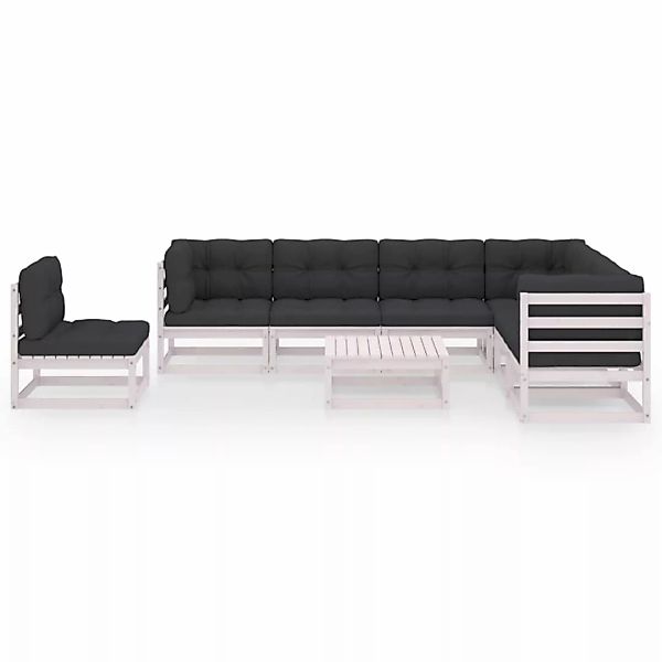 8-tlg. Garten-lounge-set Mit Kissen Weiß Kiefer Massivholz günstig online kaufen