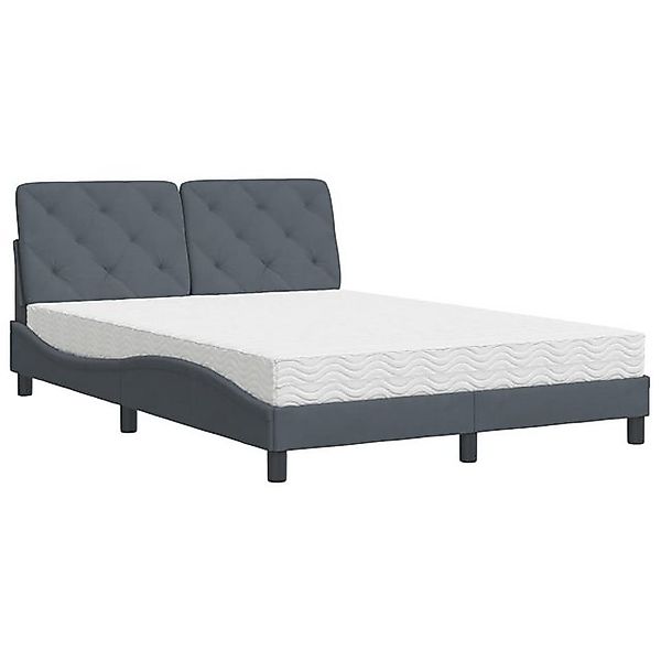 vidaXL Bettgestell Bett mit Matratze Dunkelgrau 140x200 cm Samt Bettgestell günstig online kaufen