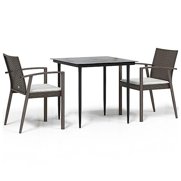 vidaXL 3-Tlg Garten-Essgruppe mit Kissen Poly Rattan und Stahl 3186969 günstig online kaufen