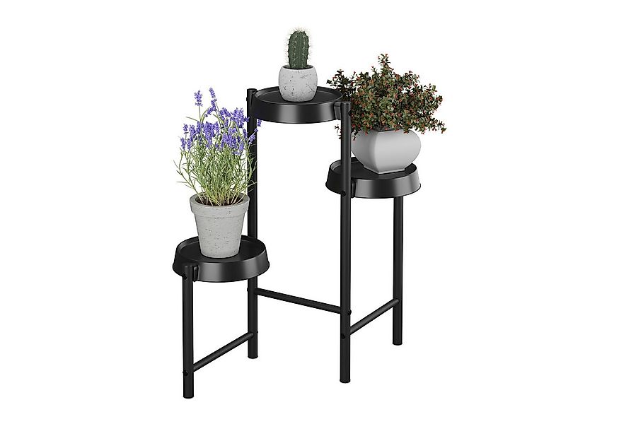 relaxdays Blumenständer Pflanzenständer Metall & Kunststoff, schwarz günstig online kaufen