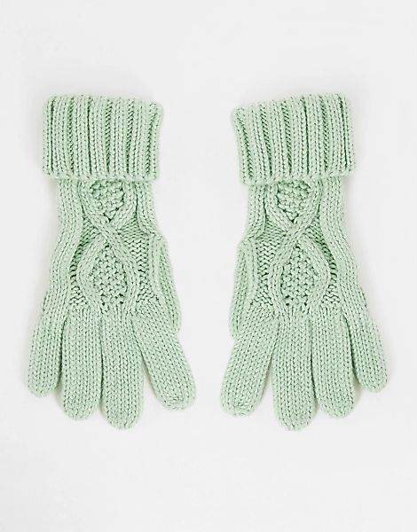 Boardmans – Gestrickte Handschuhe in Minzgrün mit Zopfmuster günstig online kaufen