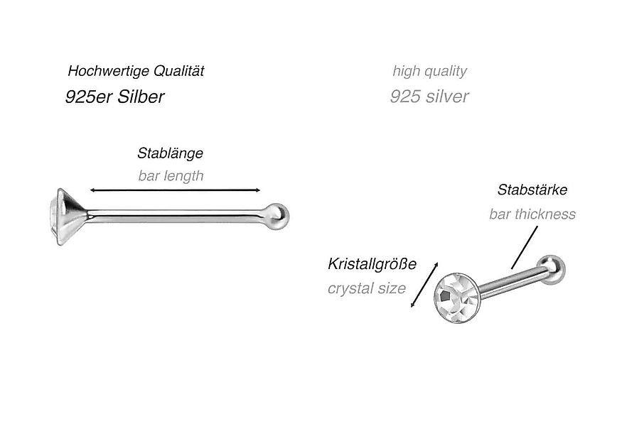 PIERCINGLINE Nasenpiercing 925er Silber Nasenstecker Pin günstig online kaufen