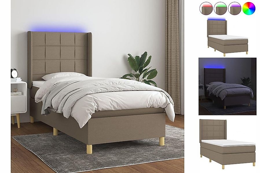 vidaXL Boxspringbett Boxspringbett mit Matratze LED Taupe 80x200 cm Stoff B günstig online kaufen