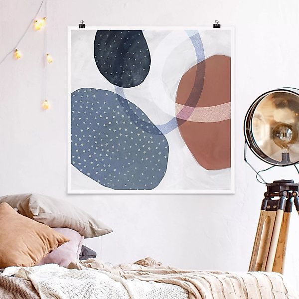 Poster Abstrakt - Quadrat Orbit mit Punkten I günstig online kaufen