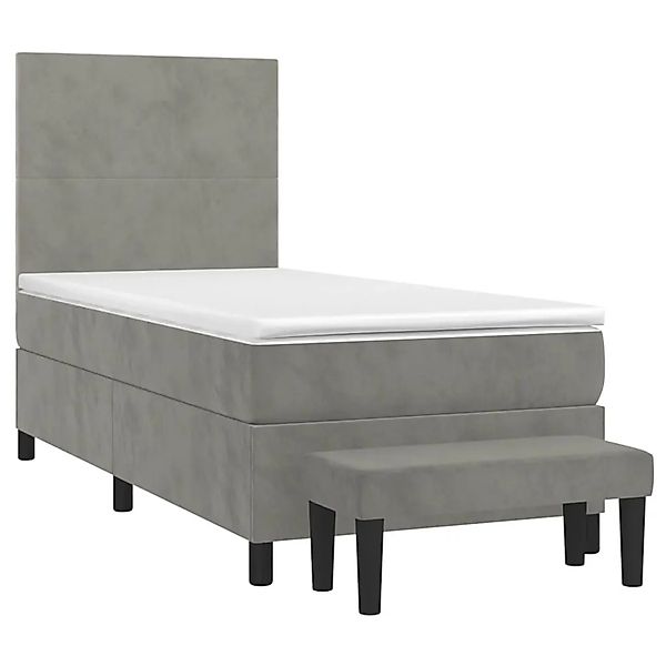 vidaXL Boxspringbett mit Matratze Hellgrau 90x190 cm Samt 3137695 günstig online kaufen