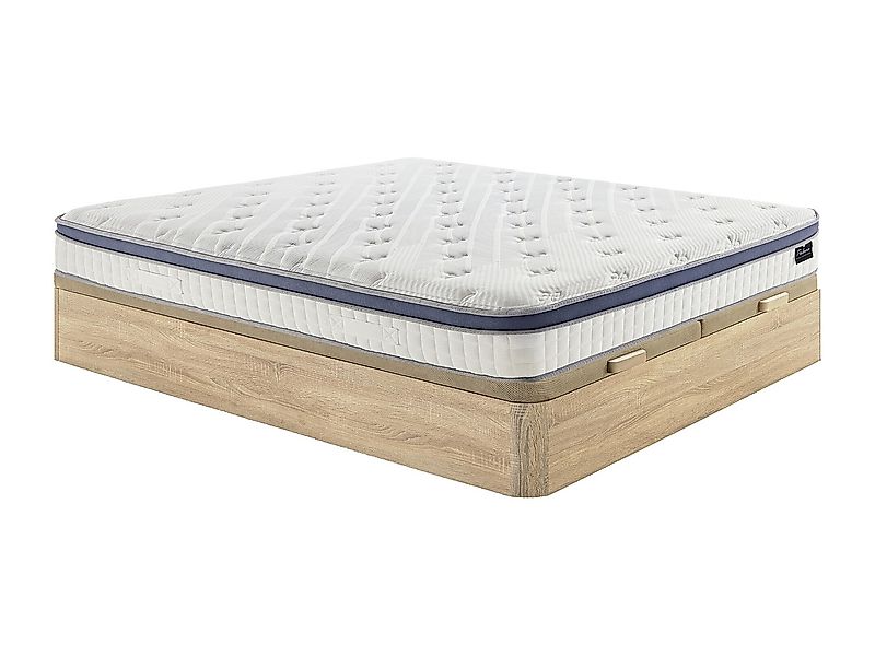 Bett-Set 180x200 cm - Bettkasten Natur hell + Hybrid-Matratze Taschenfederk günstig online kaufen