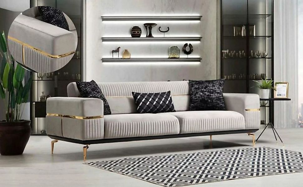 JVmoebel Sofa Weißer Dreisitzer moderne Möbel Luxus Couch Neu Edelstahl, Ma günstig online kaufen