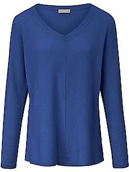 V-Pullover aus 100% Premium-Kaschmir Peter Hahn blau günstig online kaufen