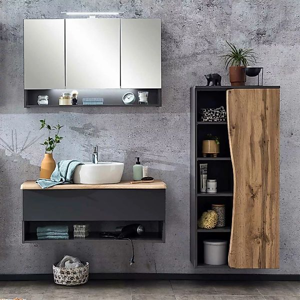 Landhaus Badmöbelset mit Waschbecken Spiegelschrank (dreiteilig) günstig online kaufen