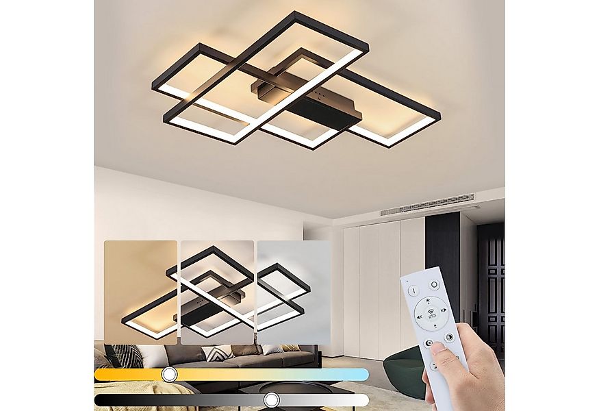 Nettlife LED Deckenleuchte Wohnzimmerlampe mit Fernbedienung Geometrisch, D günstig online kaufen