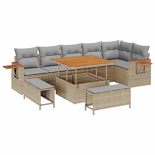 vidaXL Gartensofa-Set mit Kissen 11 Stk Beige und Hellgrau Poly-Rattan 3365 günstig online kaufen
