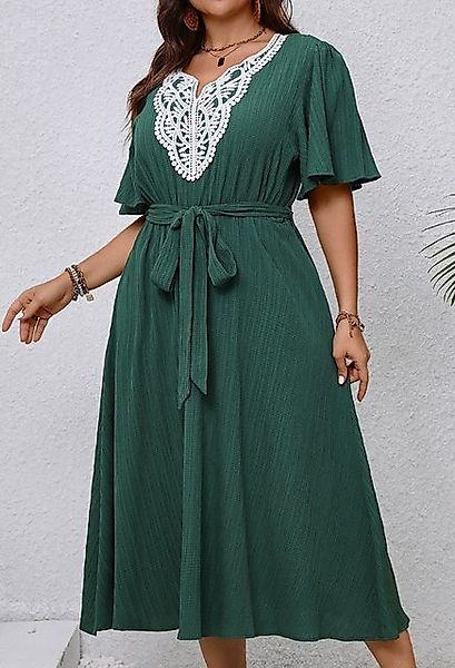 SEGUEN Strandkleid Elegantes Kleid in Übergröße mit Rüschenärmeln und Taill günstig online kaufen