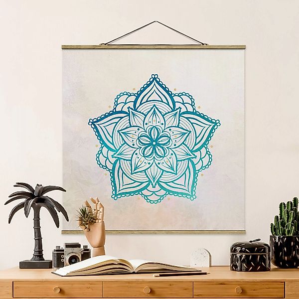 Stoffbild Mandala mit Posterleisten - Quadrat Mandala Illustration Mandala günstig online kaufen