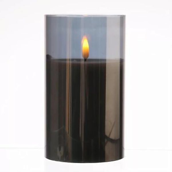 MARELIDA LED Kerze im Glas Windlicht flackernd D: 10cm H: 17,5cm anthrazit günstig online kaufen