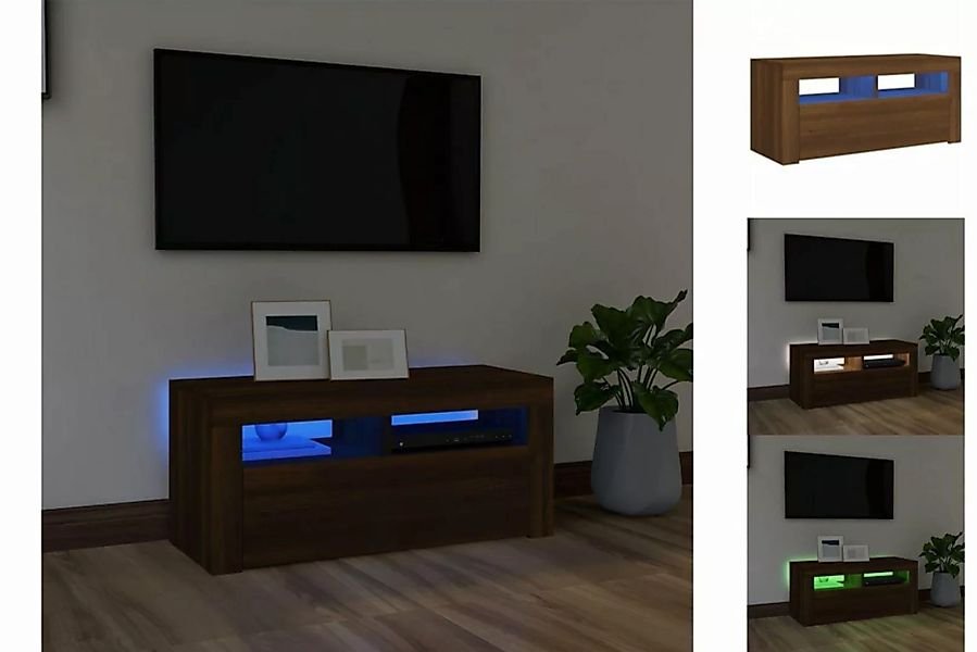 vidaXL TV-Schrank TV-Schrank mit LED-Leuchten Braun Eichen-Optik 90x35x40 c günstig online kaufen