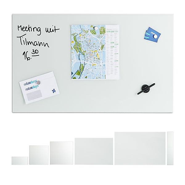relaxdays Magnettafel Glas-Magnetboard Weiß, 100 x günstig online kaufen