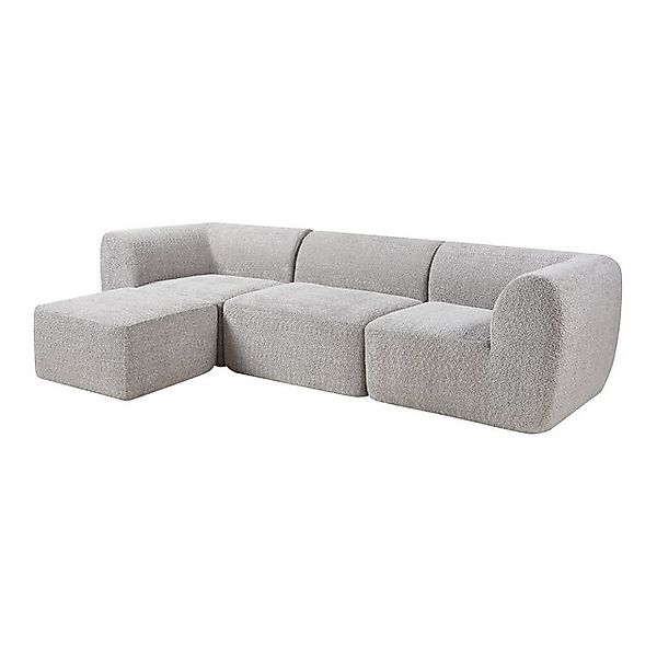 en.casa Sofa, 3-Sitzer mit Longchair »Hurvas« Bouclé 76x313x181 cm Bouclé G günstig online kaufen